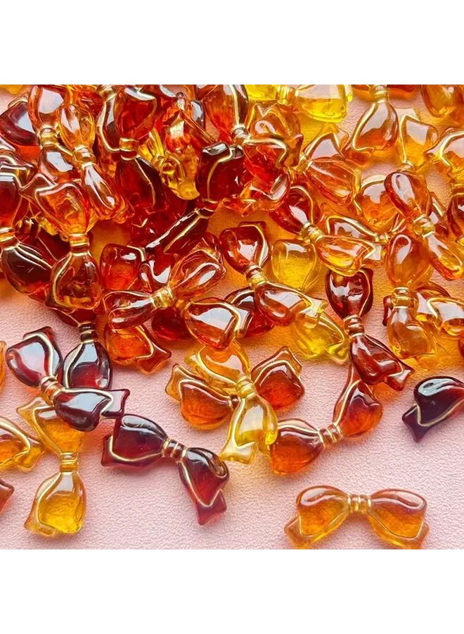 Red Golden Drawing Acrylic Bow Beads 20pcs For DIY Jewelry Making Bracelets - Image 5